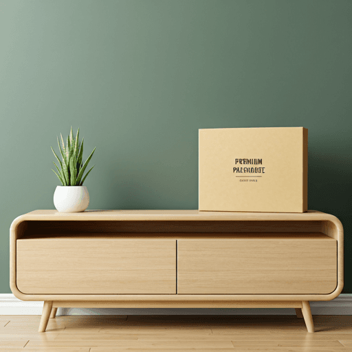 Professionally packaged parcels by a modern apartment door