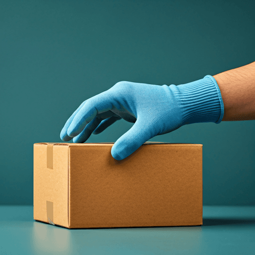 Professional concierge in navy uniform collecting a package